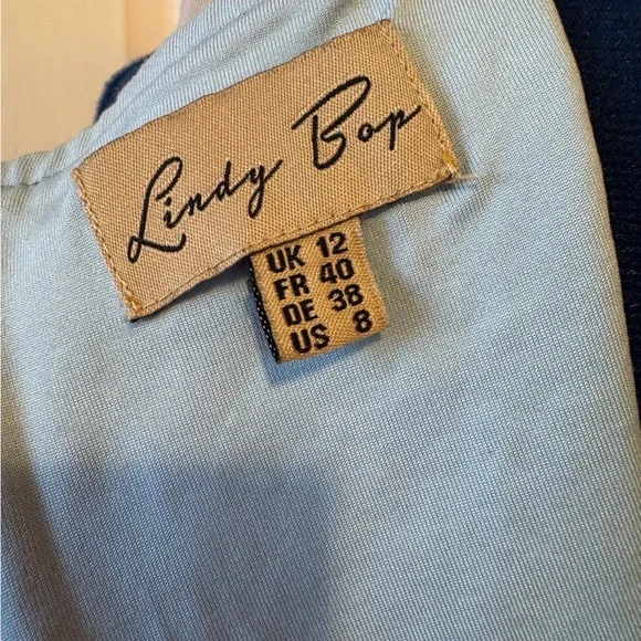 Lindy Bop Blue Dress with Venice Print - Picture 3 of 6